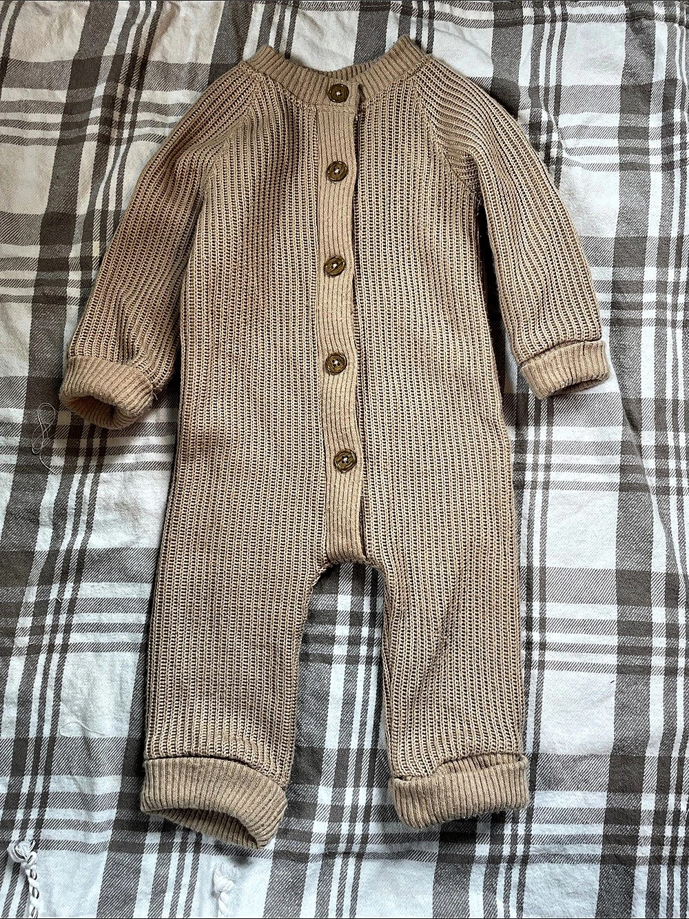 Snug Baby Knit Romper Brown Baby 6-9M